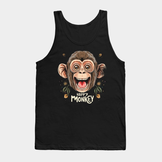 Happy Monkey Tank Top by TshirtMA